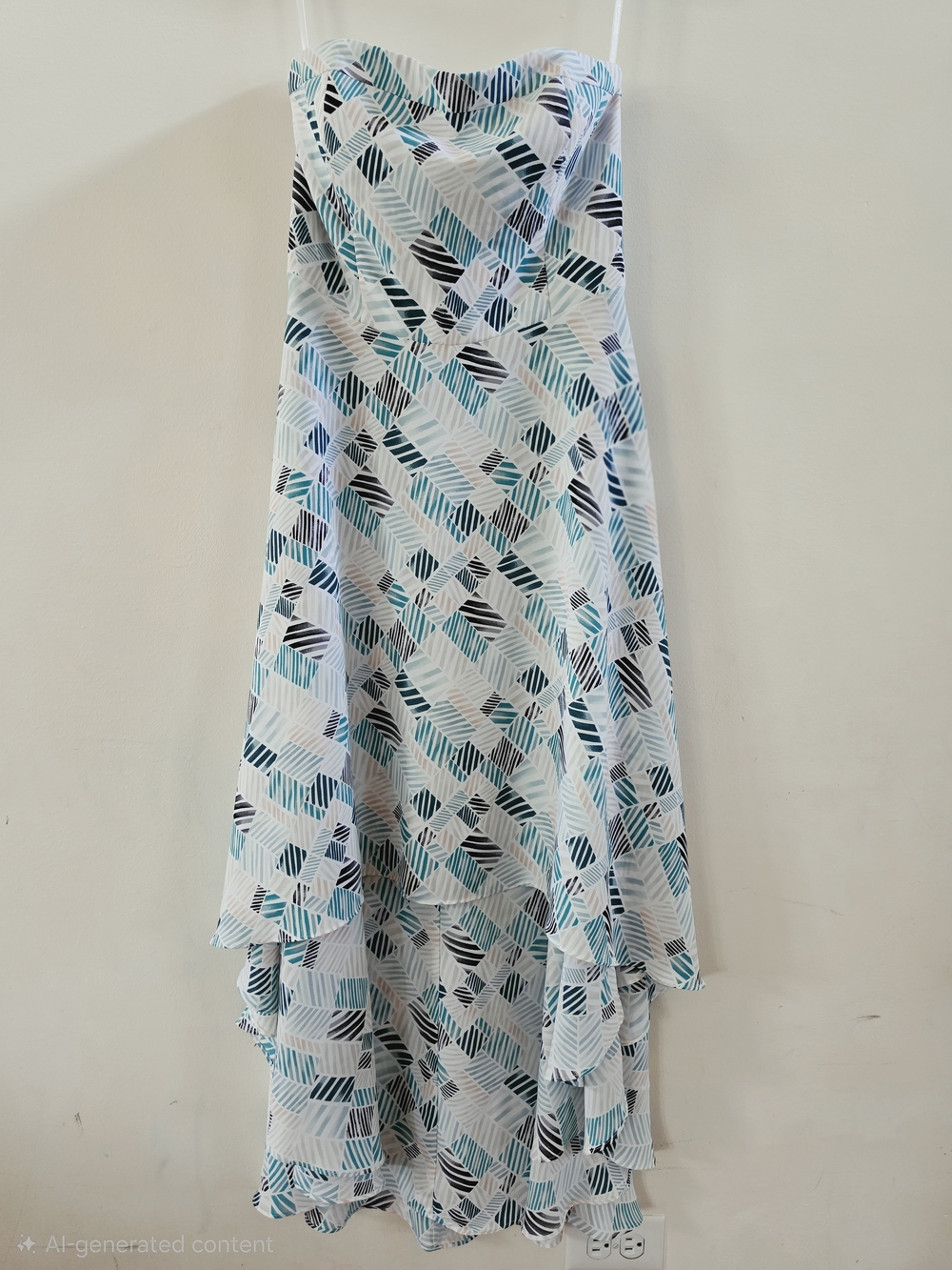 WHBM Strapless Geometric Print High-Low Sundress Size 10